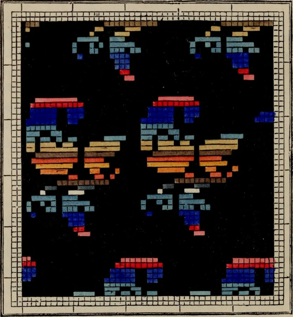 An illustration from The illuminated book of needlework : comprising knitting, netting, crochet, and embroidery, 1847, leaf 491