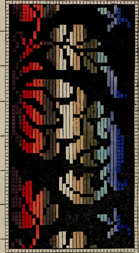 An illustration from The illuminated book of needlework : comprising knitting, netting, crochet, and embroidery, 1847, leaf 495