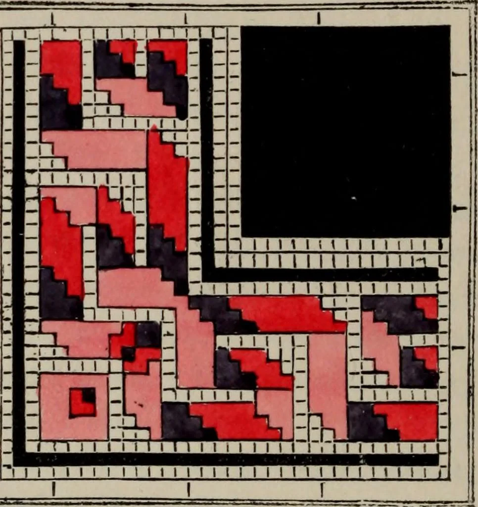 An illustration from The illuminated book of needlework : comprising knitting, netting, crochet, and embroidery, 1847, leaf 503