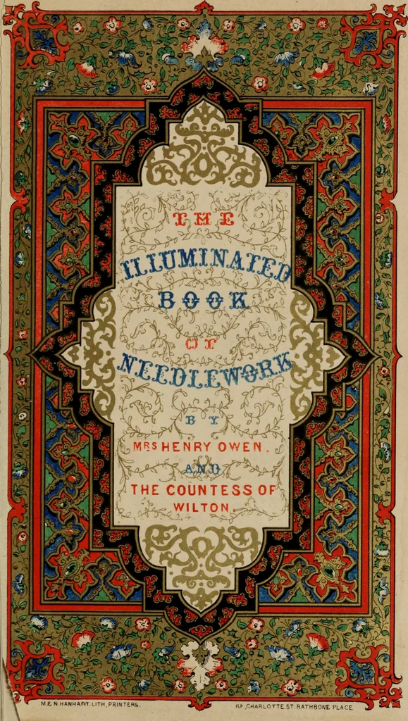 An illustration from The illuminated book of needlework : comprising knitting, netting, crochet, and embroidery, 1847, leaf 8