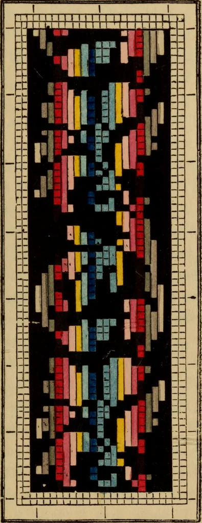 An illustration from The illuminated book of needlework : comprising knitting, netting, crochet, and embroidery, 1847, leaf 472