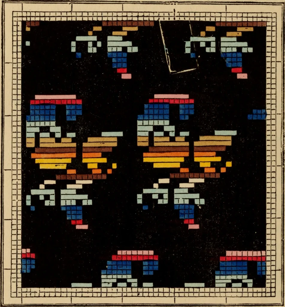 An illustration from The illuminated book of needlework : comprising knitting, netting, crochet, and embroidery, 1847, leaf 487