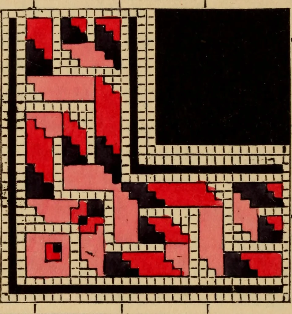 An illustration from The illuminated book of needlework : comprising knitting, netting, crochet, and embroidery, 1847, leaf 499