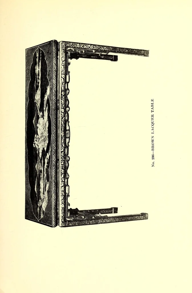 An illustration from Illustrated catalogue of the furniture and embellishments from the Imperial palace, Pekin. Exquisitely wrought gold ornaments from the ceremonial crowns of the former Emperor and Empress of China and numerous other objects of antiquity and distinctive artistic excellence recently : Acquired by the firm of Messrs. Yamanaka & Company, 1917, leaf 117