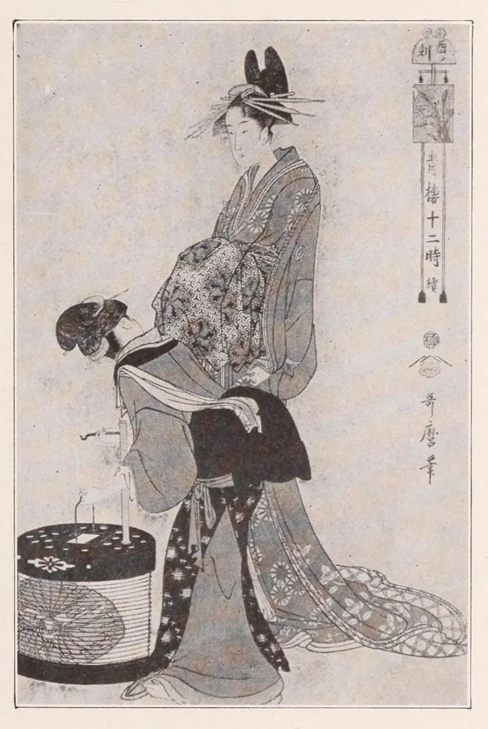 An illustration from Illustated catalogue of Japanese color prints : the famous collection of the late Alexis Rouart of Paris, France, together with a selection from the collection of the Vicomte de Sartiges, and a few prints from another Parisian collection, 1922, leaf 115