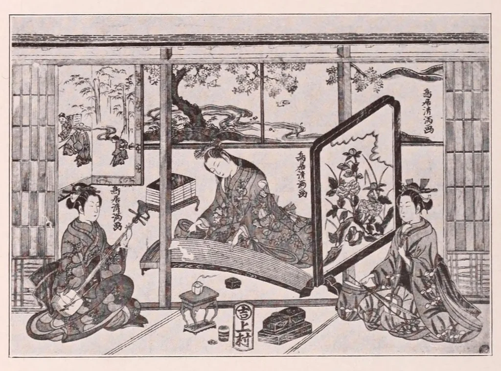 An illustration from Illustated catalogue of Japanese color prints : the famous collection of the late Alexis Rouart of Paris, France, together with a selection from the collection of the Vicomte de Sartiges, and a few prints from another Parisian collection, 1922, leaf 38