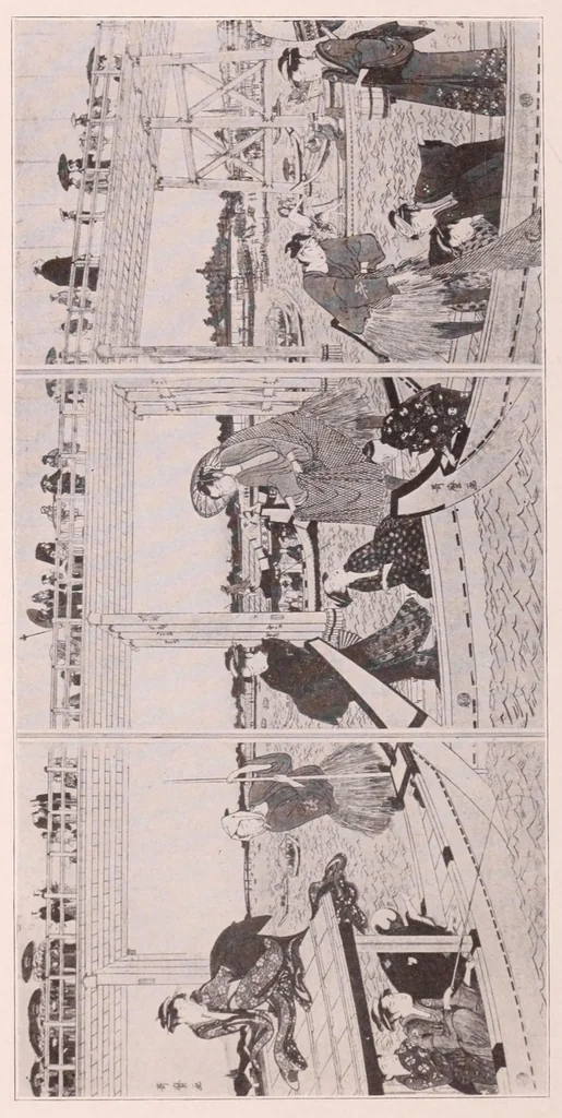 An illustration from Illustated catalogue of Japanese color prints : the famous collection of the late Alexis Rouart of Paris, France, together with a selection from the collection of the Vicomte de Sartiges, and a few prints from another Parisian collection, 1922, leaf 54