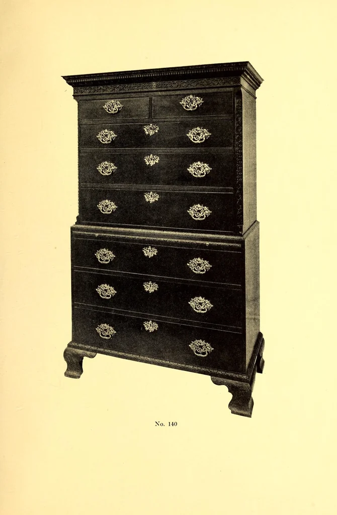 An illustration from Illustrated catalogue of old Chippendale, Sheraton and Hepplewhite furniture of great rarity and beauty : from the collections of Marsden J. Perry and Richard A. Canfield together with some Oriental porcelains and Barye Bronzes from Mr. Canfield's collection, 1916, leaf 121