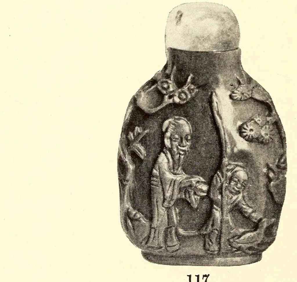 An illustration from Illustrated catalogue of an extraordinary collection of imperial jades and other beautiful objects in rock crystal, agate, lapis-lazuli and coral : mostly from the private collection of the late Captain J.F. Peel, London, England, 1912, leaf 56