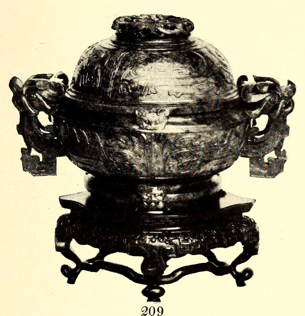 An illustration from Illustrated catalogue of an extraordinary collection of imperial jades and other beautiful objects in rock crystal, agate, lapis-lazuli and coral : mostly from the private collection of the late Captain J.F. Peel, London, England, 1912, leaf 93