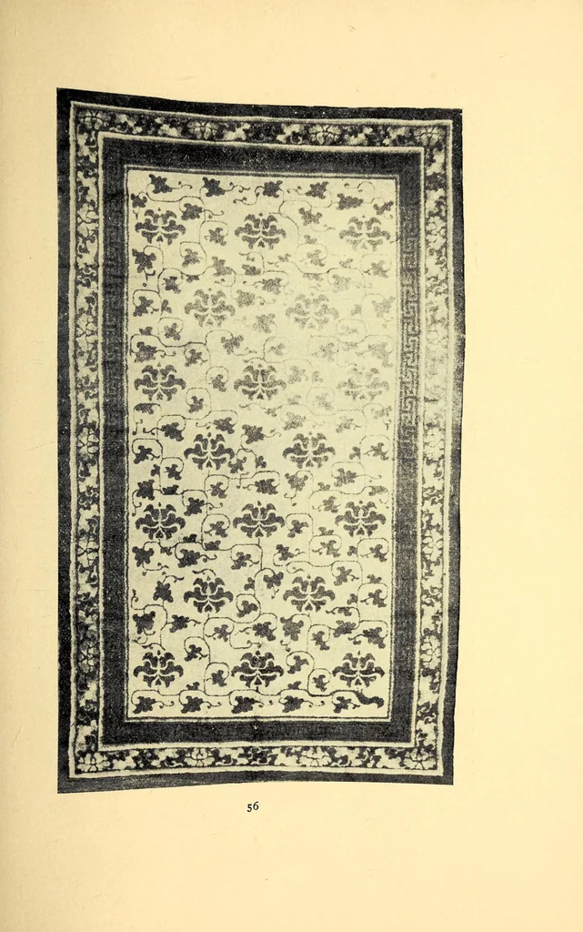 An illustration from Illustrated catalogue of beautiful old Chinese rugs of the imperial Ch'ien-Lung and earlier periods : personally selected from a recent direct consignment from China and catalogued by the well-known expert Mr. John Getz, 1910, leaf 43
