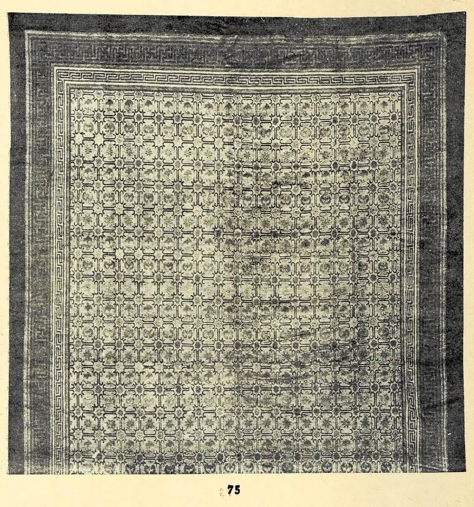 An illustration from Illustrated catalogue of beautiful old Chinese rugs of the imperial Ch'ien-Lung and earlier periods : personally selected from a recent direct consignment from China and catalogued by the well-known expert Mr. John Getz, 1910, leaf 72