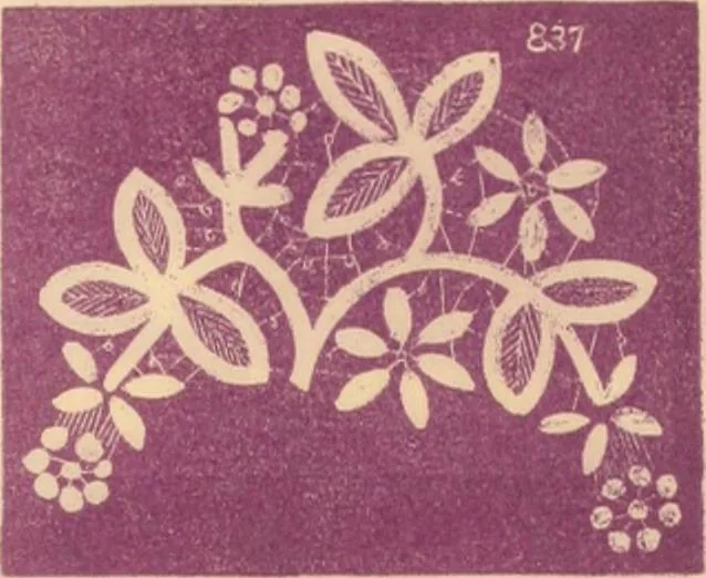 An illustration from Illustrated book of patterns for lace making, 1878, leaf 14