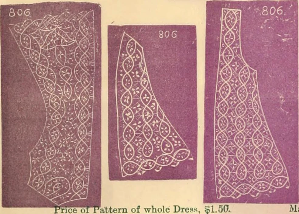 An illustration from Illustrated book of patterns for lace making, 1878, leaf 7