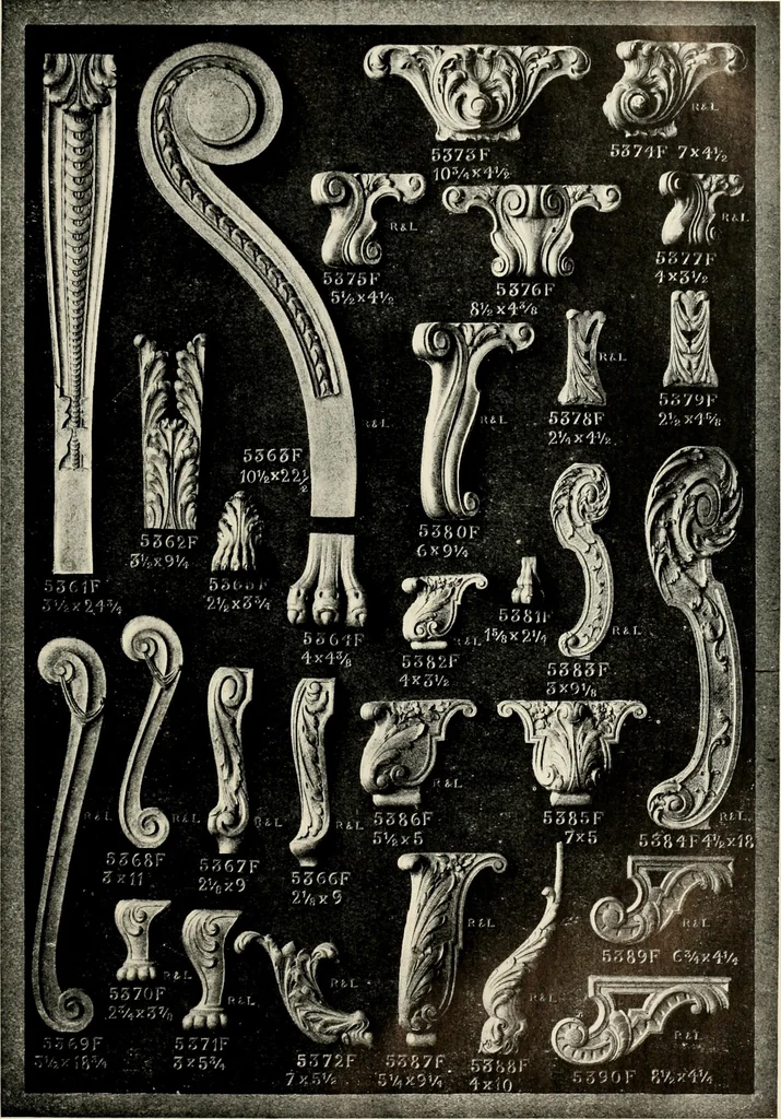 An illustration from Illustrated catalogue of period ornaments cast in composition and wood fibre for woodwork-furniture, 1900, leaf 126