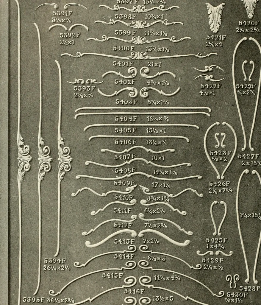An illustration from Illustrated catalogue of period ornaments cast in composition and wood fibre for woodwork-furniture, 1900, leaf 127