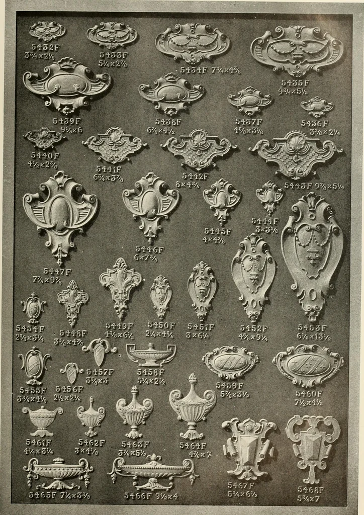 An illustration from Illustrated catalogue of period ornaments cast in composition and wood fibre for woodwork-furniture, 1900, leaf 128