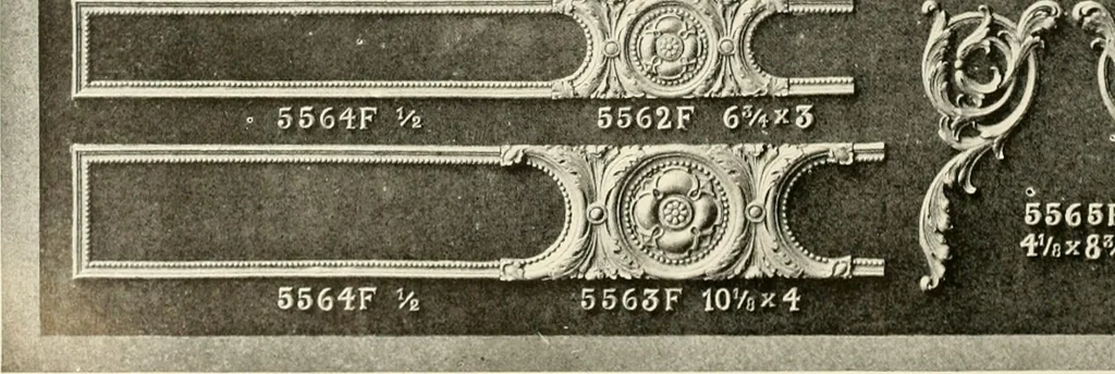 An illustration from Illustrated catalogue of period ornaments cast in composition and wood fibre for woodwork-furniture, 1900, leaf 131