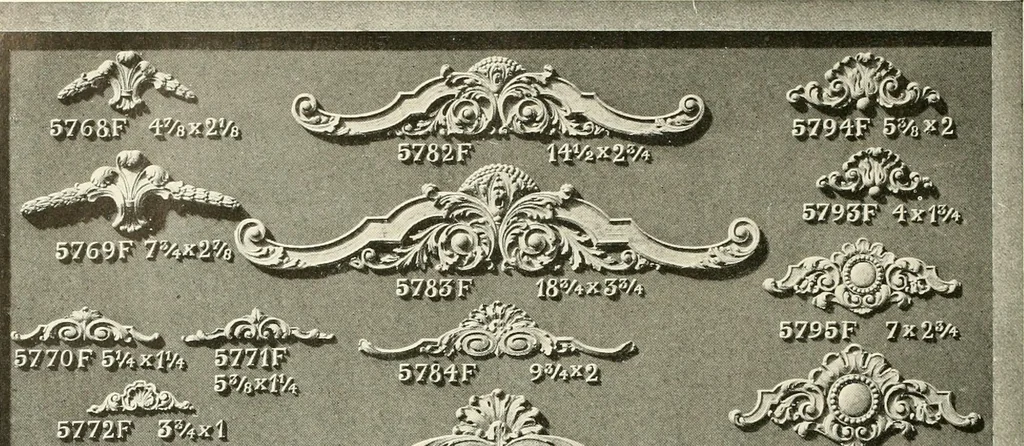 An illustration from Illustrated catalogue of period ornaments cast in composition and wood fibre for woodwork-furniture, 1900, leaf 135