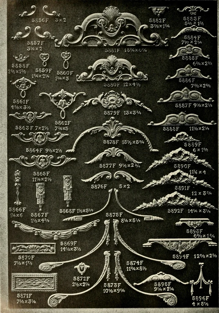An illustration from Illustrated catalogue of period ornaments cast in composition and wood fibre for woodwork-furniture, 1900, leaf 137