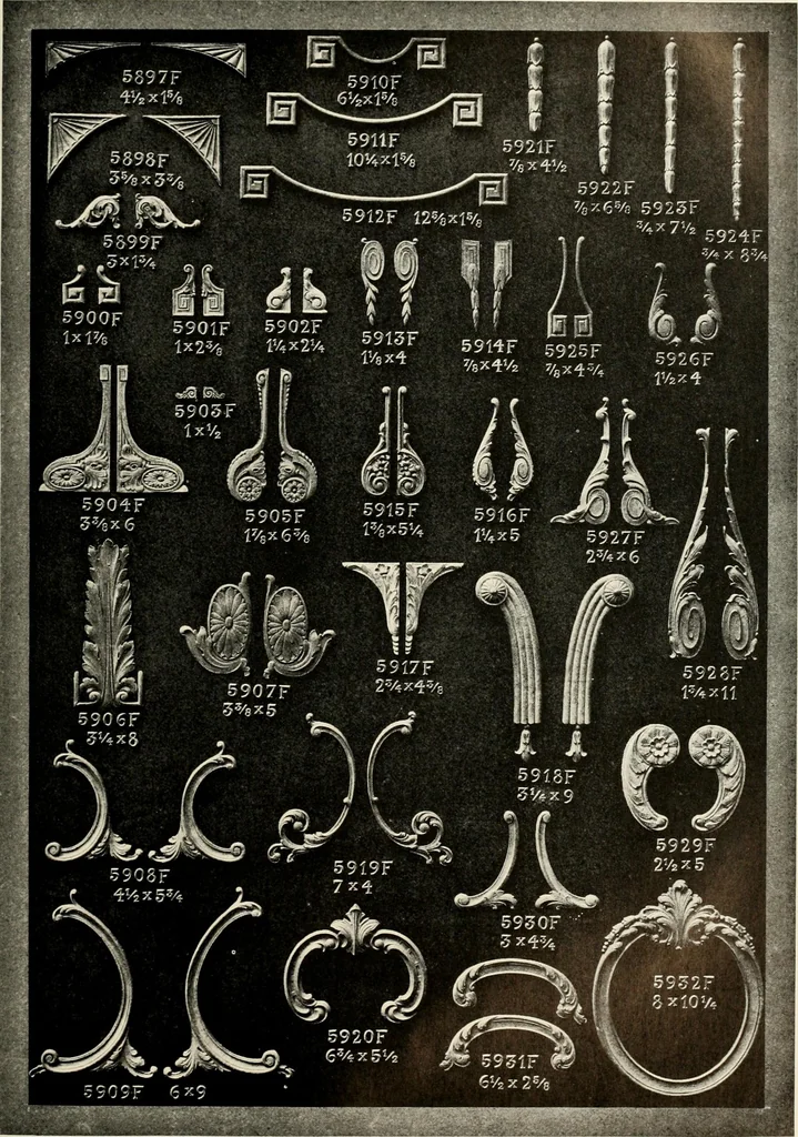 An illustration from Illustrated catalogue of period ornaments cast in composition and wood fibre for woodwork-furniture, 1900, leaf 138