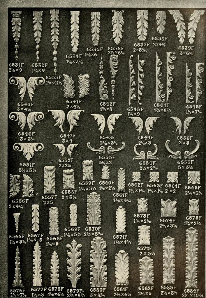An illustration from Illustrated catalogue of period ornaments cast in composition and wood fibre for woodwork-furniture, 1900, leaf 154