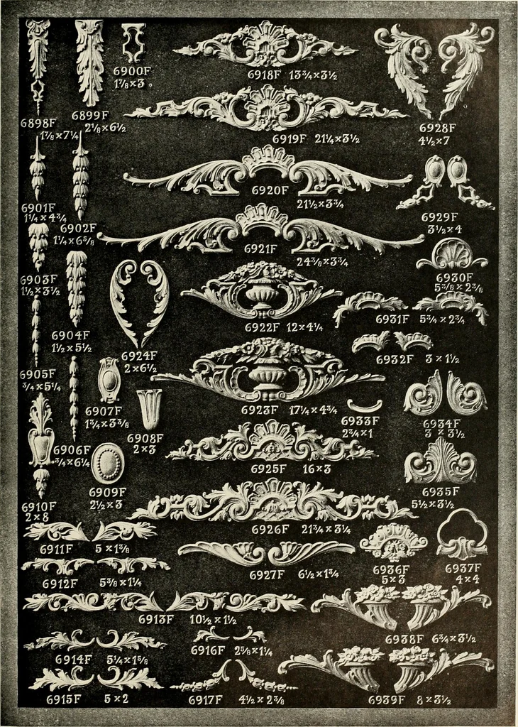 An illustration from Illustrated catalogue of period ornaments cast in composition and wood fibre for woodwork-furniture, 1900, leaf 160