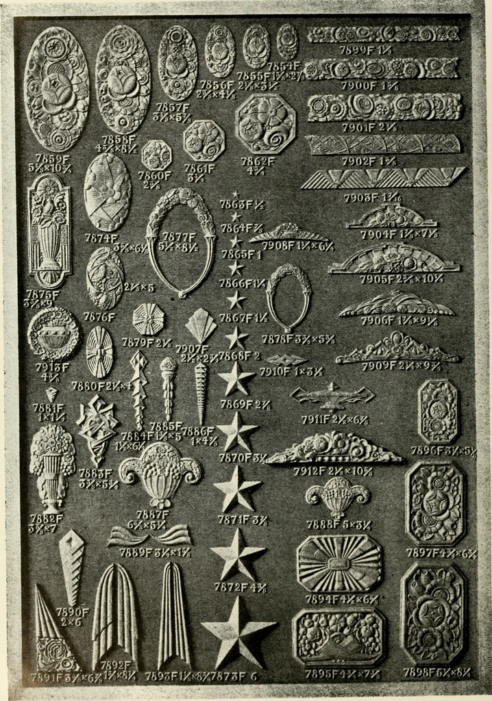 An illustration from Illustrated catalogue of period ornaments cast in composition and wood fibre for woodwork-furniture, 1900, leaf 173