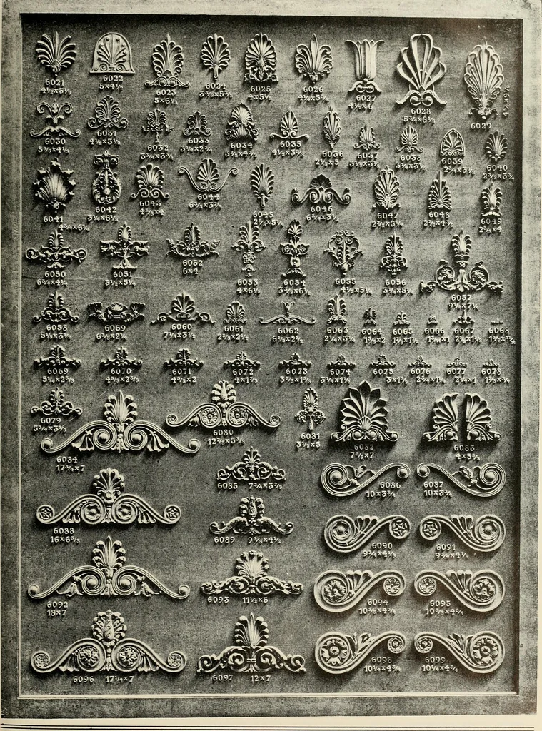 An illustration from Illustrated catalogue of period ornaments cast in composition and wood fibre for woodwork-furniture, 1900, leaf 186