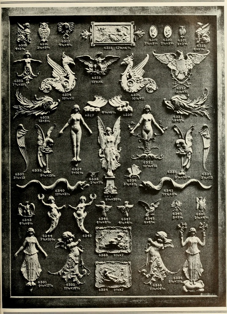 An illustration from Illustrated catalogue of period ornaments cast in composition and wood fibre for woodwork-furniture, 1900, leaf 188