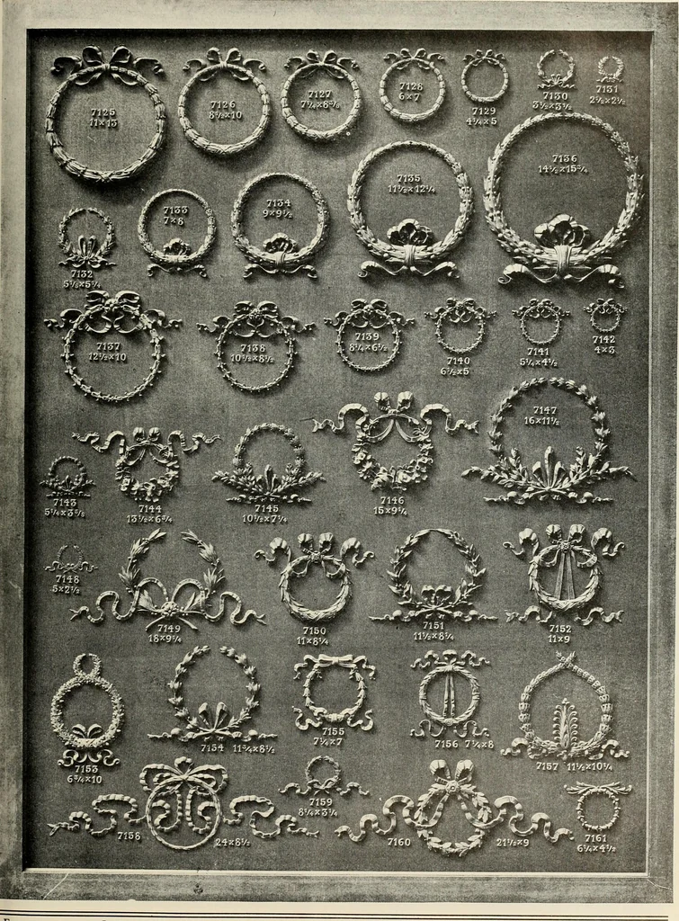 An illustration from Illustrated catalogue of period ornaments cast in composition and wood fibre for woodwork-furniture, 1900, leaf 198