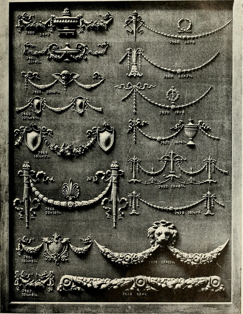 An illustration from Illustrated catalogue of period ornaments cast in composition and wood fibre for woodwork-furniture, 1900, leaf 208