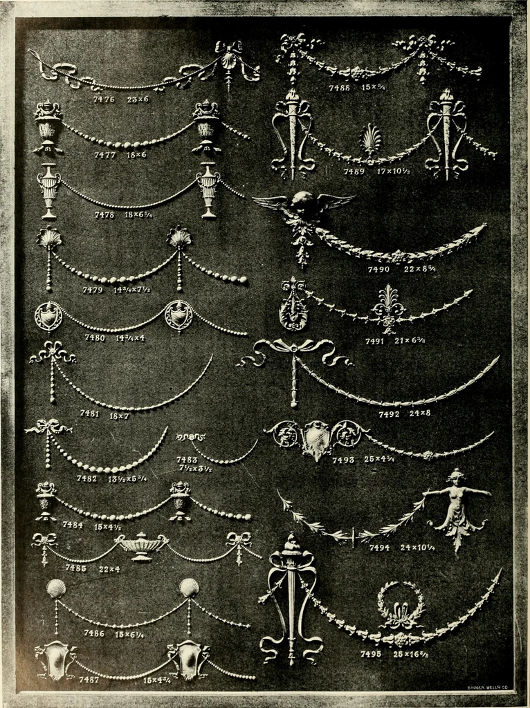An illustration from Illustrated catalogue of period ornaments cast in composition and wood fibre for woodwork-furniture, 1900, leaf 209