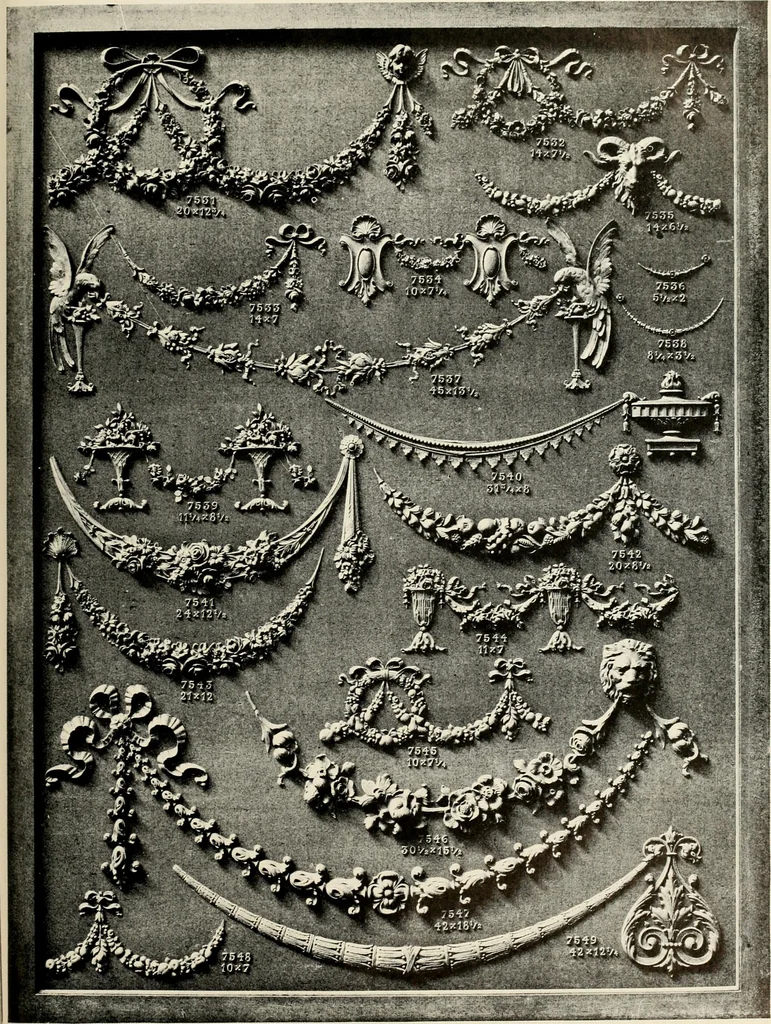 An illustration from Illustrated catalogue of period ornaments cast in composition and wood fibre for woodwork-furniture, 1900, leaf 212