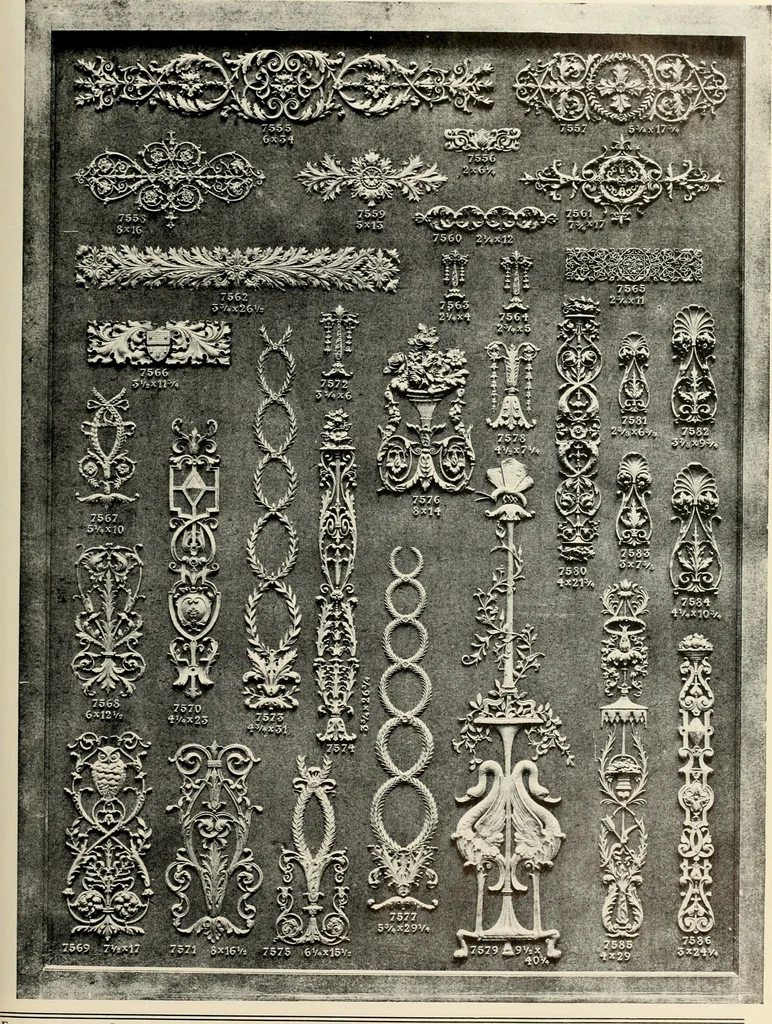 An illustration from Illustrated catalogue of period ornaments cast in composition and wood fibre for woodwork-furniture, 1900, leaf 214