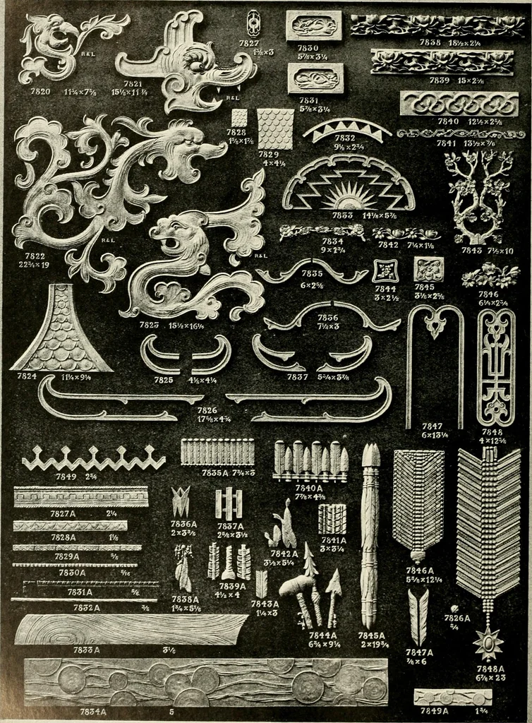 An illustration from Illustrated catalogue of period ornaments cast in composition and wood fibre for woodwork-furniture, 1900, leaf 223