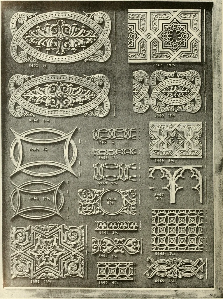 An illustration from Illustrated catalogue of period ornaments cast in composition and wood fibre for woodwork-furniture, 1900, leaf 235