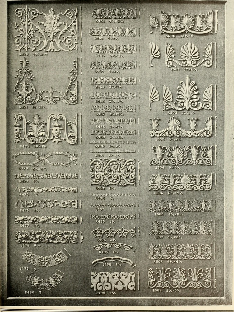 An illustration from Illustrated catalogue of period ornaments cast in composition and wood fibre for woodwork-furniture, 1900, leaf 236