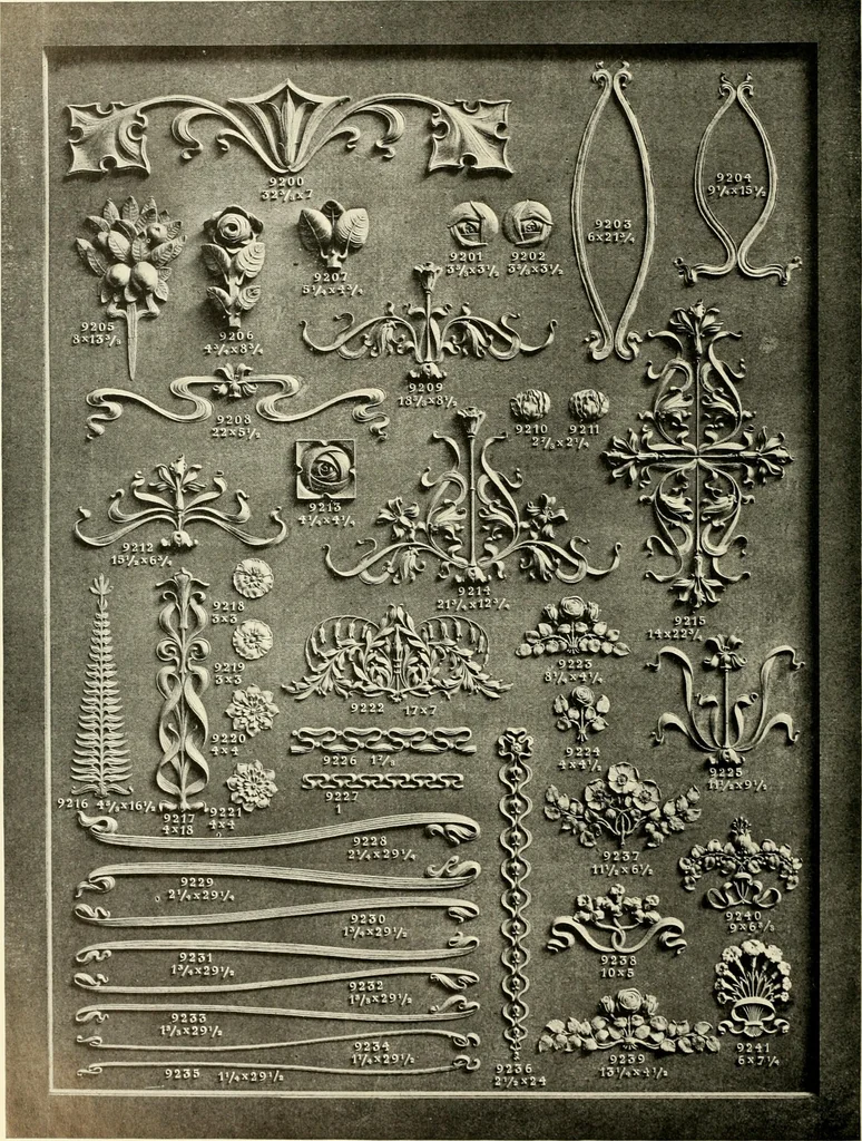 An illustration from Illustrated catalogue of period ornaments cast in composition and wood fibre for woodwork-furniture, 1900, leaf 245
