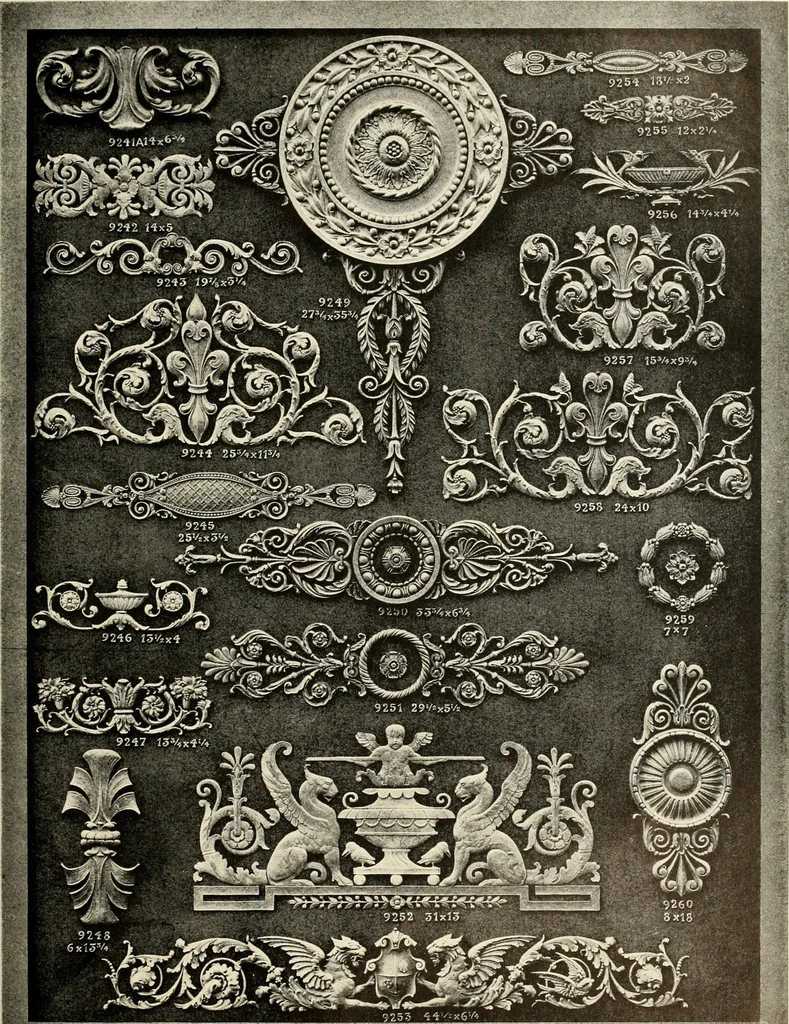 An illustration from Illustrated catalogue of period ornaments cast in composition and wood fibre for woodwork-furniture, 1900, leaf 246