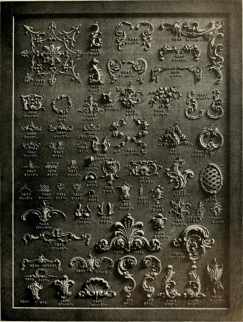 An illustration from Illustrated catalogue of period ornaments cast in composition and wood fibre for woodwork-furniture, 1900, leaf 250