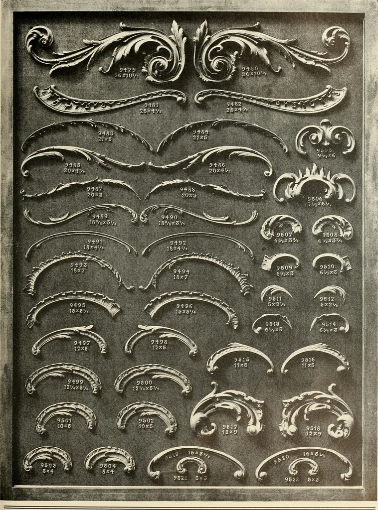 An illustration from Illustrated catalogue of period ornaments cast in composition and wood fibre for woodwork-furniture, 1900, leaf 252