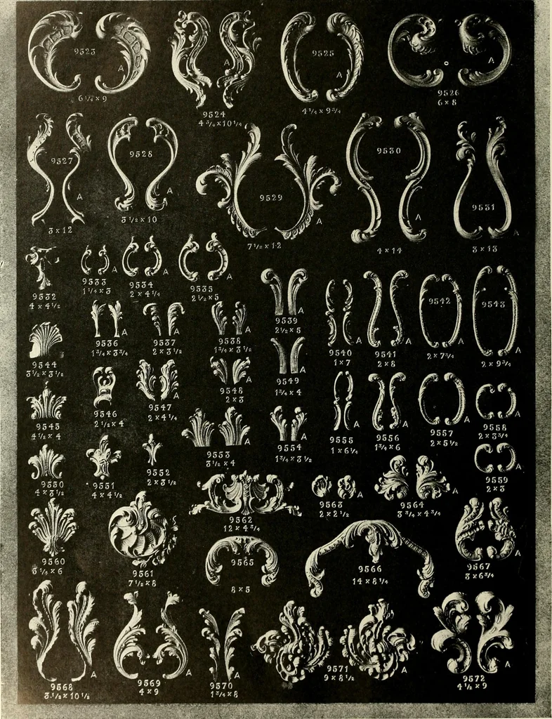 An illustration from Illustrated catalogue of period ornaments cast in composition and wood fibre for woodwork-furniture, 1900, leaf 253