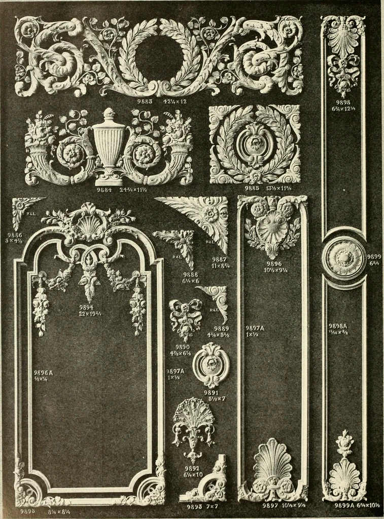 An illustration from Illustrated catalogue of period ornaments cast in composition and wood fibre for woodwork-furniture, 1900, leaf 261