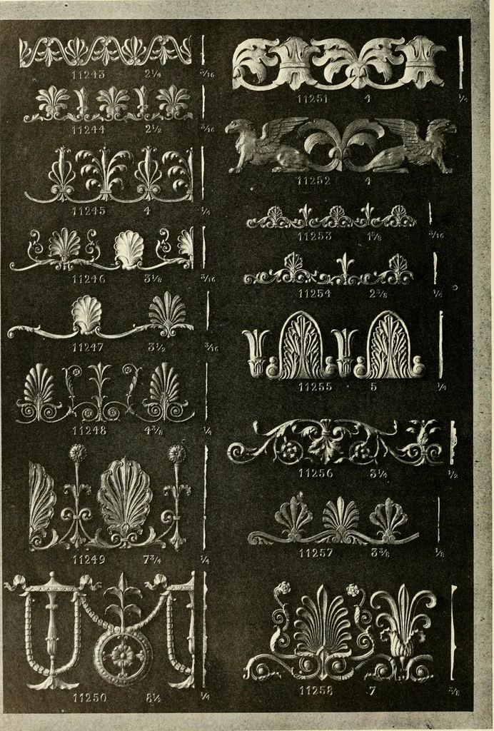 An illustration from Illustrated catalogue of period ornaments cast in composition and wood fibre for woodwork-furniture, 1900, leaf 279