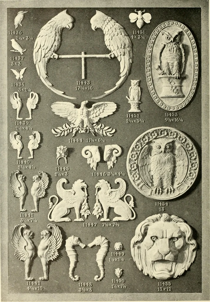 An illustration from Illustrated catalogue of period ornaments cast in composition and wood fibre for woodwork-furniture, 1900, leaf 285