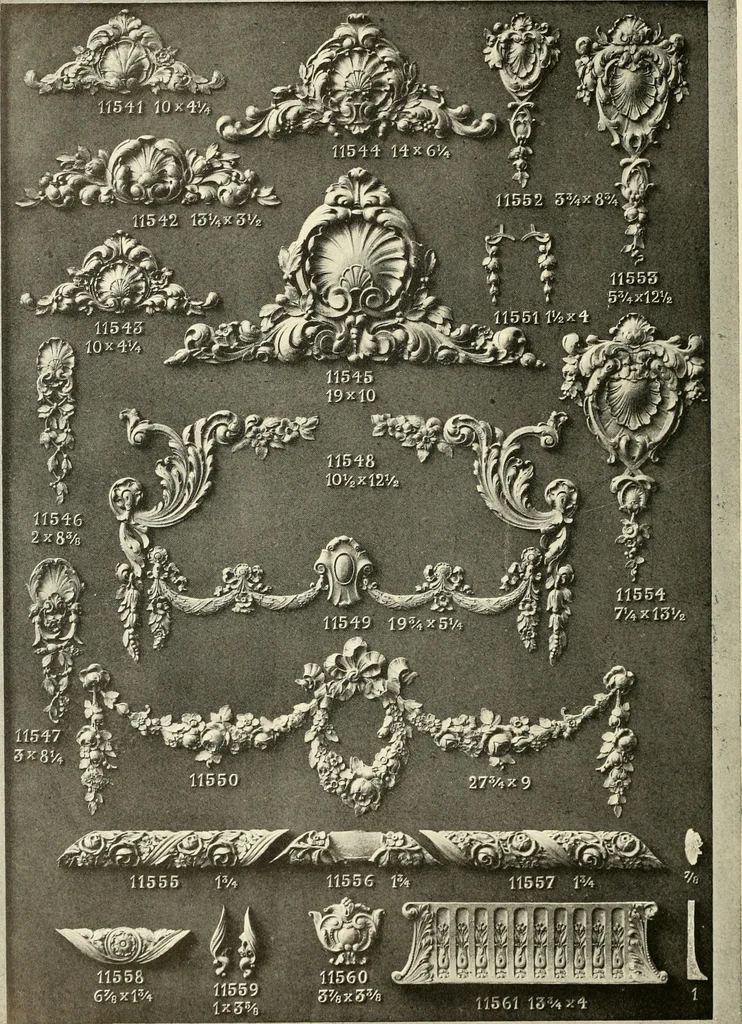 An illustration from Illustrated catalogue of period ornaments cast in composition and wood fibre for woodwork-furniture, 1900, leaf 289