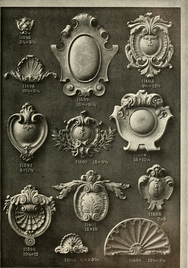 An illustration from Illustrated catalogue of period ornaments cast in composition and wood fibre for woodwork-furniture, 1900, leaf 292