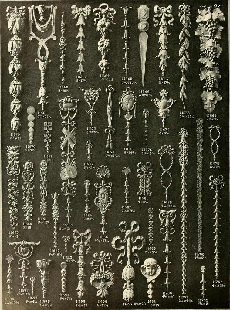An illustration from Illustrated catalogue of period ornaments cast in composition and wood fibre for woodwork-furniture, 1900, leaf 295