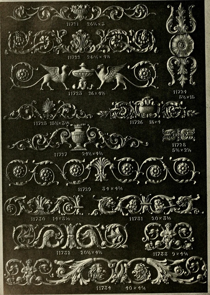 An illustration from Illustrated catalogue of period ornaments cast in composition and wood fibre for woodwork-furniture, 1900, leaf 297